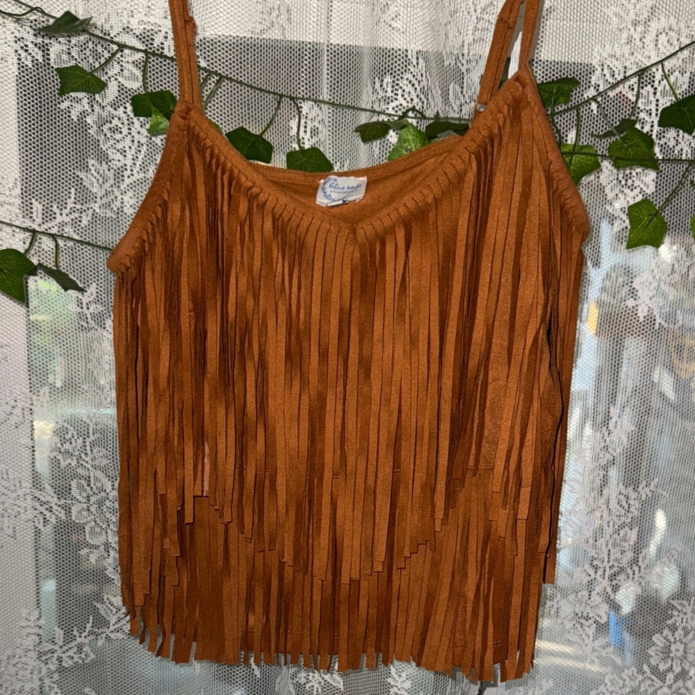 Stylish Tan Fringe Camisole